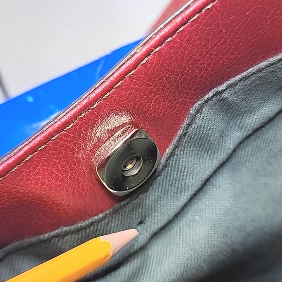 Vintage Leather Liz Claiborne Habdbag, Purse. Red Leather Tote Bag - Picture 7 of 14